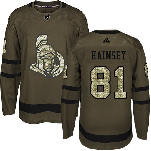 Adidas Ottawa Senators #81 Ron Hainsey Green Salute to Service Stitched Youth NHL Jersey->youth nhl jersey->Youth Jersey